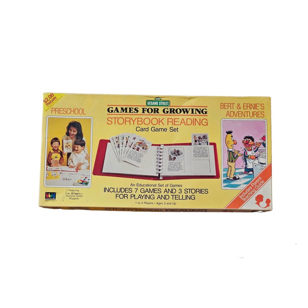 Vintage 1988 Sesame Street Games For Growing Storybook Reading Card Game Set
